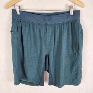 Lululemon Athletic Short Men Large T.H.E. Linerless Grid Pattern Teal Green